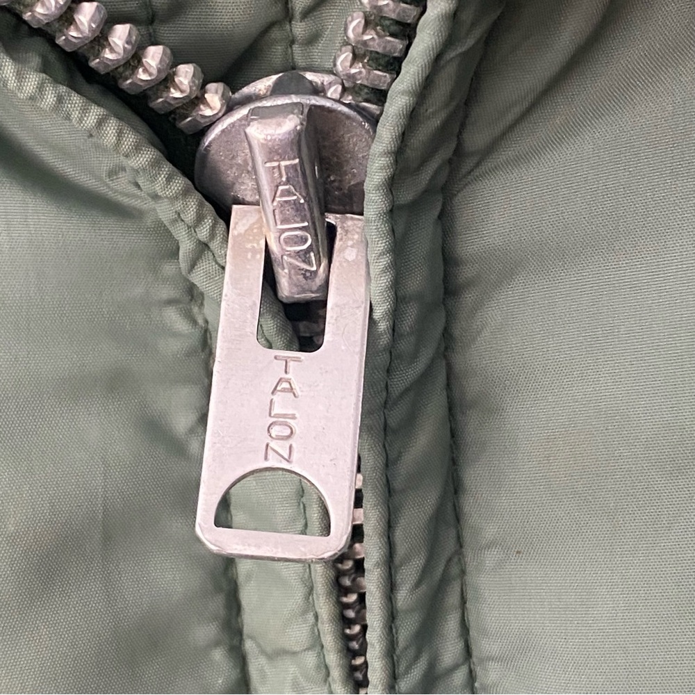 Vintage 60’s Alaska Sleeping Bag Co Sage Green Down Filled Jacket Talon Zipper L - Picture 6 of 9